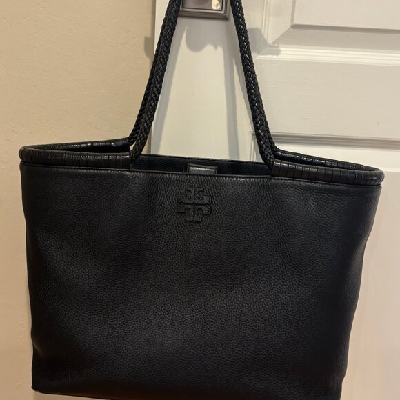 Tory Burch Large Taylor Black Pebbled Leather Tote Shoulder Bag - Picture 1 of 4
